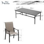 PHI VILLA Outdoor Dining Set for 8 People