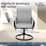 5-Piece Gray Patio Dining Set with Swivel Chairs