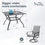 5-Piece Gray Patio Dining Set with Swivel Chairs