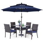 5-Piece Patio Dining Set with Umbrella and Chairs