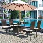 5-Piece Wicker Patio Dining Set with Cushions