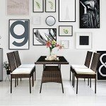 5-Piece Wicker Patio Dining Set with Cushions