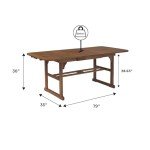 Maui 78-Inch Acacia Wood Patio Dining Table