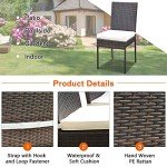 5-Piece Wicker Patio Dining Set with Cushions