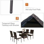 5-Piece Wicker Patio Dining Set with Cushions