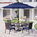 5-Piece Patio Dining Set with Umbrella and Chairs