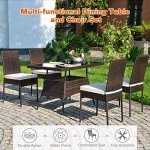 5-Piece Wicker Patio Dining Set with Cushions