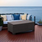 Rustic Brown Rattan Outdoor Storage Coffee Table
