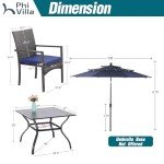 5-Piece Patio Dining Set with Umbrella and Chairs