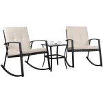 3-Piece Rocking Bistro Set with Glass Table