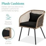 3-Piece Outdoor Wicker Bistro Set - Black