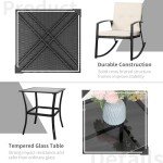 3-Piece Rocking Bistro Set with Glass Table