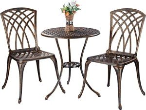 ZOTORUN 3-Piece Bistro Set with Umbrella Hole