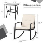 3-Piece Rocking Bistro Set with Glass Table