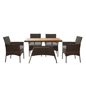 Outdoor Rattan Dining Set for Four with Cushions