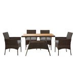 Outdoor Rattan Dining Set for Four with Cushions