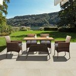Outdoor Rattan Dining Set for Four with Cushions