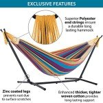 Vivere Tropical Double Cotton Hammock with Stand