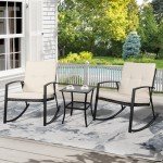 3-Piece Rocking Bistro Set with Glass Table