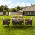 Outdoor Rattan Dining Set for Four with Cushions