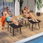 KROFEM 5-Piece Outdoor Wicker Bistro Set