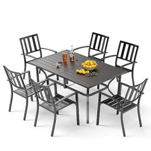 7-Piece Outdoor Dining Set with Metal Table and Chairs