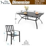 7-Piece Outdoor Dining Set with Metal Table and Chairs
