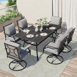 7-Piece Outdoor Dining Set with Swivel Chairs
