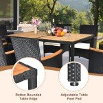 Modern 7-Piece Wicker Patio Dining Set