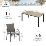 Outdoor Dining Set with 6 Chairs and Umbrella
