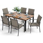 Outdoor Dining Set with 6 Chairs and Umbrella