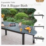 Expandable Patio Dining Table for 6-10 People