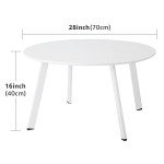 White Round Metal Patio Coffee Table, Weather Resistant