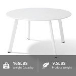 White Round Metal Patio Coffee Table, Weather Resistant