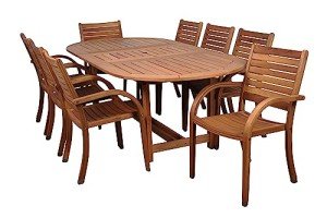 9-Piece Oval Outdoor Dining Set in Eucalyptus