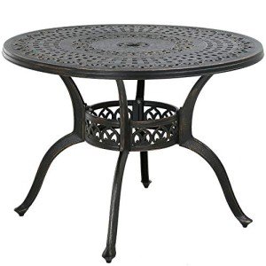 Round Weather-Resistant Wrought Iron Patio Dining Table