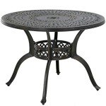 Round Weather-Resistant Wrought Iron Patio Dining Table
