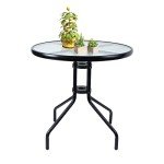 24" Round Outdoor Bistro Table with Glass Top