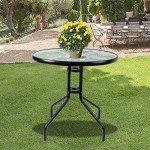 24" Round Outdoor Bistro Table with Glass Top