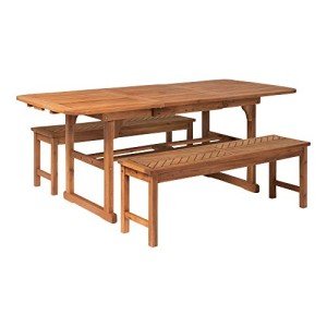Walker Edison 6-8 Person Extendable Wood Patio Set