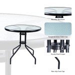 24" Round Outdoor Bistro Table with Glass Top