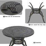 Round Weather-Resistant Wrought Iron Patio Dining Table
