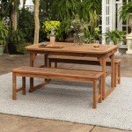 Walker Edison 6-8 Person Extendable Wood Patio Set