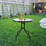 24" Round Outdoor Bistro Table with Glass Top