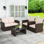 LayinSun 4-Piece Wicker Patio Furniture Set