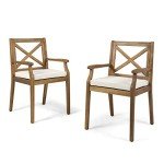 Acacia Wood Outdoor Dining Chair Set of 2