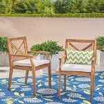 Acacia Wood Outdoor Dining Chair Set of 2