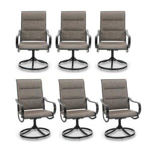 PHI VILLA 6-Piece Outdoor Swivel Dining Chairs Set