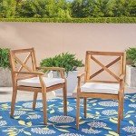 Acacia Wood Outdoor Dining Chair Set of 2