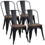 Black Stackable Metal Dining Chairs Set of 4